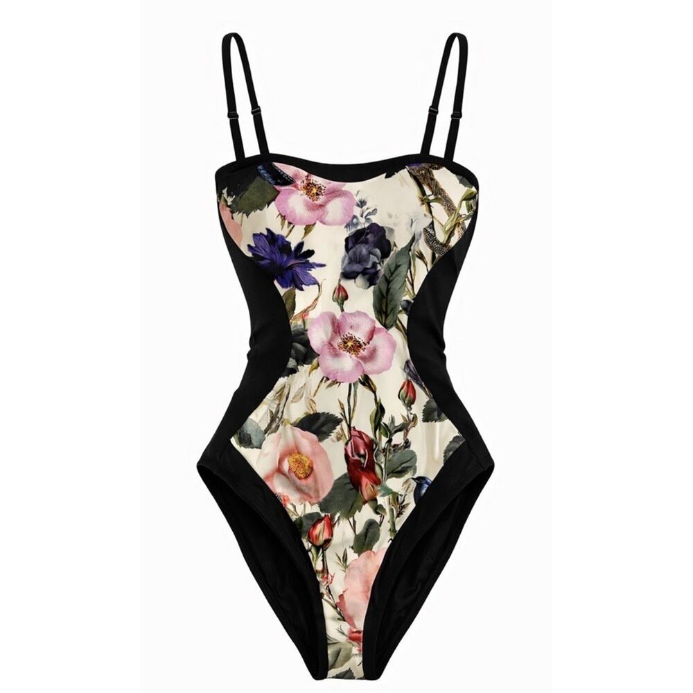 TA3 Sashy Shaping One Piece Swimsuit Frame Rose Snake/Black Floral XXS R/L NWT - Picture 3 of 10